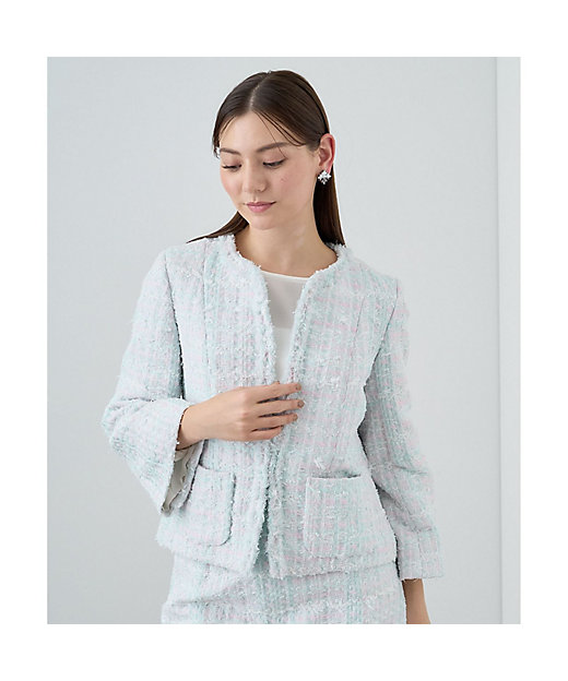 セットアップ対応商品】パステルツイードベル袖 ジャケット | ANAYI