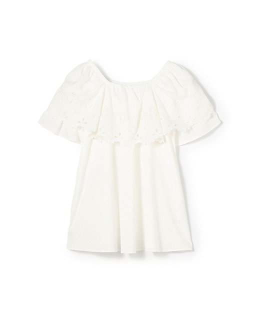 レースコンビ ラッフルフレアブラウス | maison TOMORROWLAND/メゾン