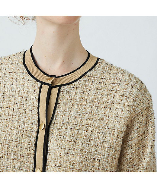 ニットコンビツイード クルーネックジャケット | maison TOMORROWLAND