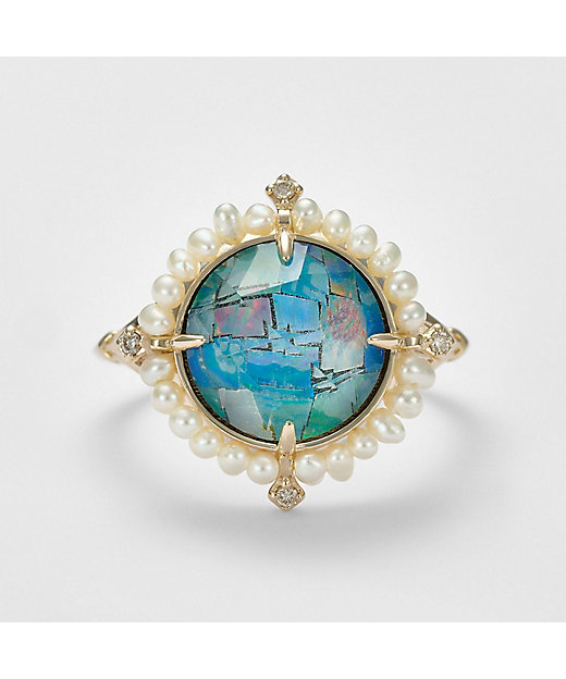 K10モザイクオパール／マルチストーン／淡水パールリング | agete