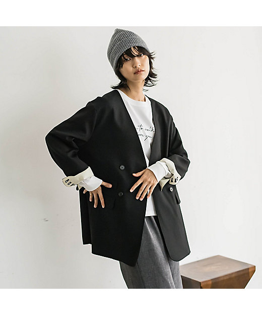 カタログ掲載】ノーカラーダブルブレストオーバージャケット | MAYSON