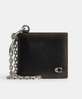 ダブル ビルフォールド ウォレット・チェーン・ラブド レザー | COACH