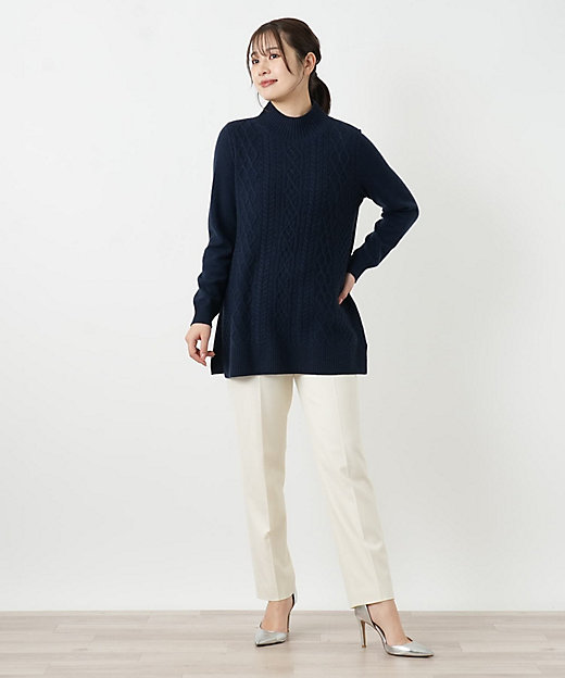 カシミヤケーブル編みボトルネックニット | Leilian (Women)/レリアン