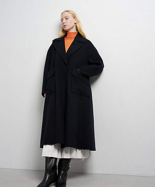 SUPER140 ウールリバーフレアコート | LANVIN en Bleu (Women