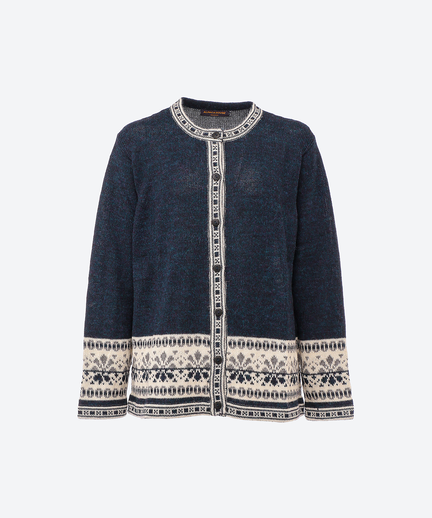 ☆アルパカ花モチーフトリミングカーディガン（クローバー