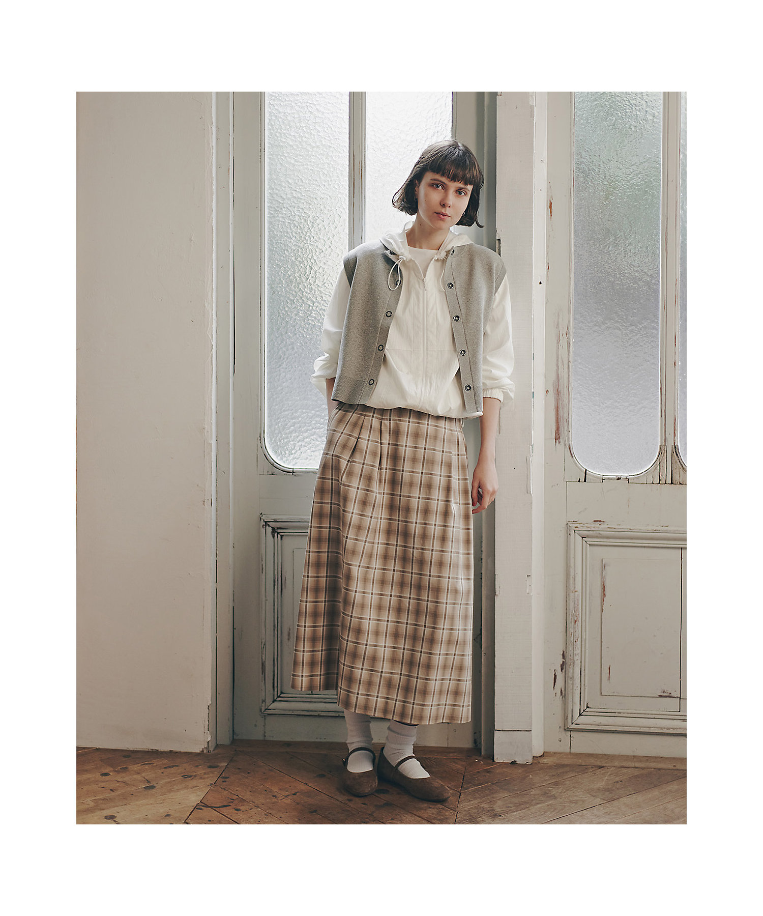 ◇オリジナル先染めチェックタックスカート（0776120305