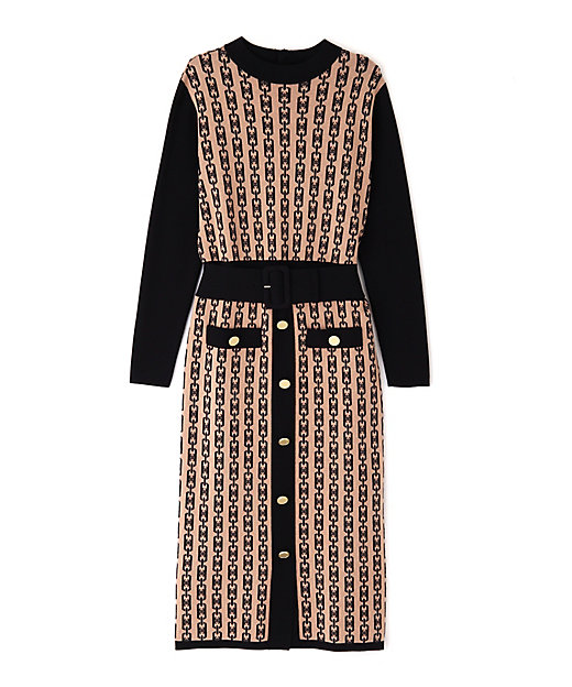 ◇［WEB限定カラー］バイカラージャカードニットワンピース