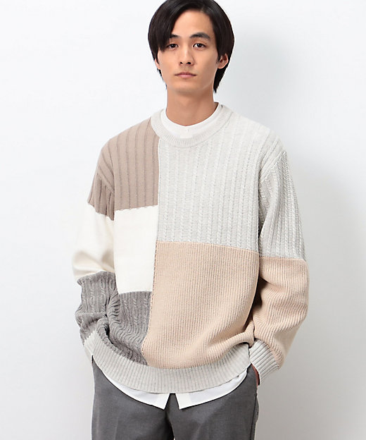 パッチワーク風 クルーネックニット（4771KO06） | COMME CA