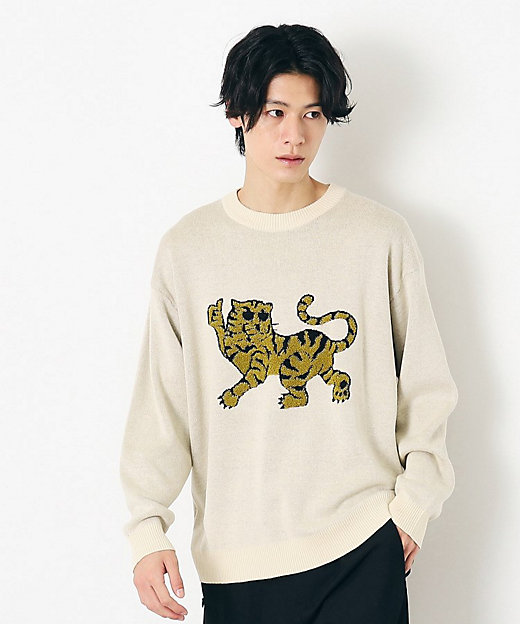 洗える】トラ柄パイル編みニット（2002348982） | Dessin