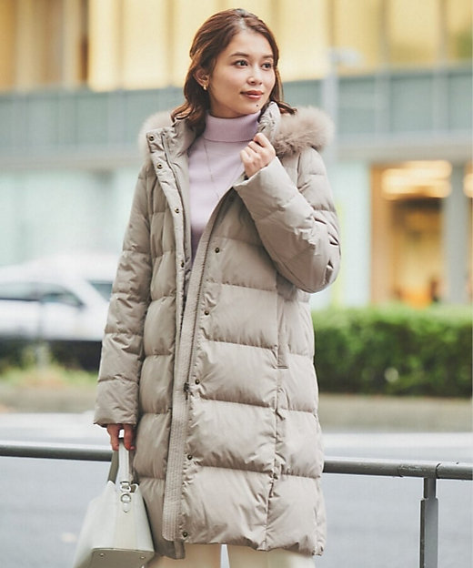 撥水／洗える／フード取り外し】ファー付きロングダウンコート