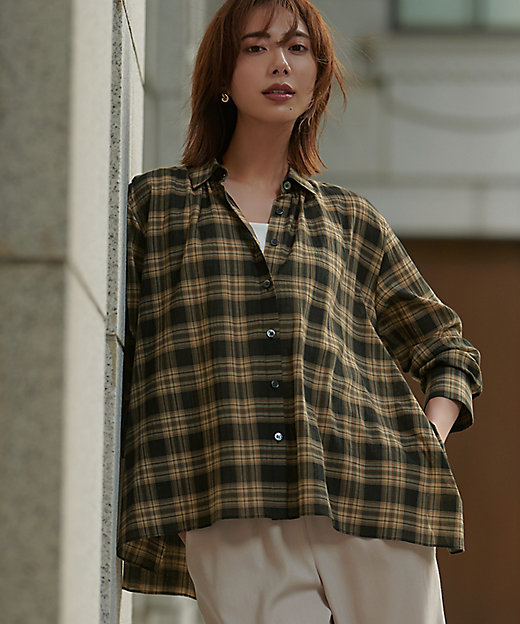 WEB＆一部店舗限定】シアーコットン チェック シャツ