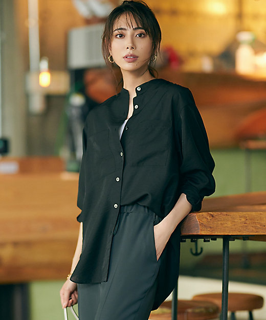 洗える】バンドカラー シアー シャツ（BLWOSM0403） | 23区