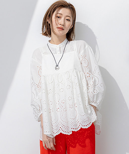 洗える】コットンエンブロイダリー キャミソール