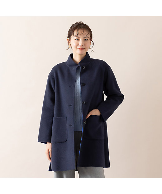 S・Mサイズ】無地／チェックダブルフェイスコート（73086492