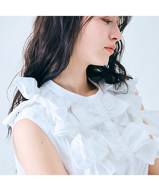 共生地リボンモチーフノースリーブブラウス（83033503