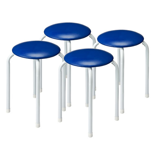 在庫限り】丸椅子 スツール 4脚セット ブルー 150-SNC061BL4【イス王国】