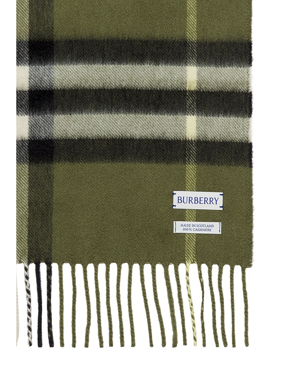 Burberry 168x30 Giant Check Cashmere Scarf in Pea Green | FWRD