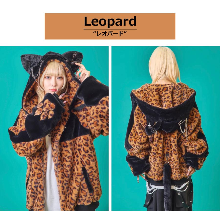 サイコネーション モコモコ猫耳肉球 しっぽ付き ファーフードブルゾン