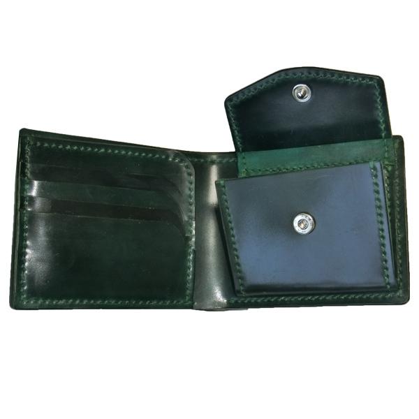 二つ折り財布 コードバン 内側まで ホーウィン社シェルコードバン 使用