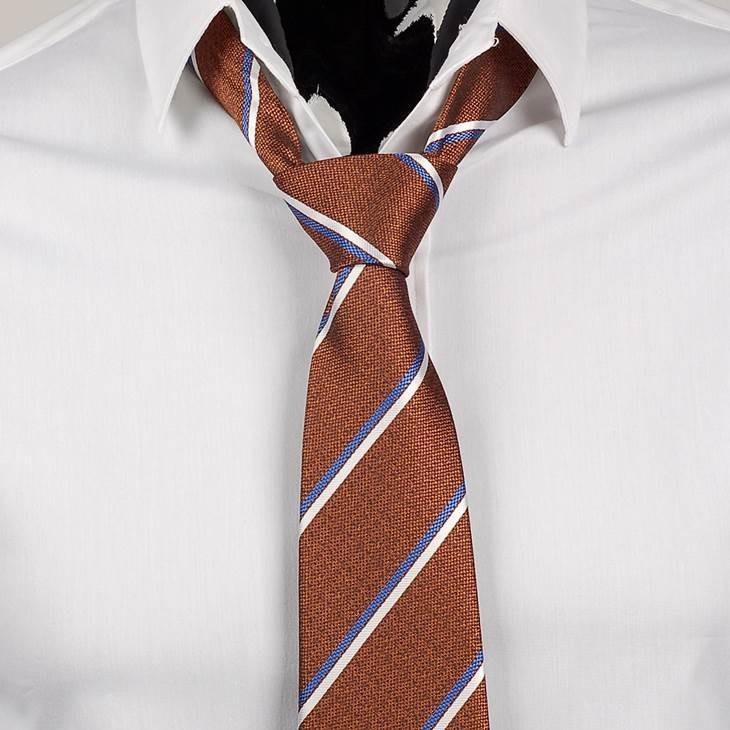 ネクタイ メンズ レジメンタル ストライプ ブラウン 生地 青と白 大剣