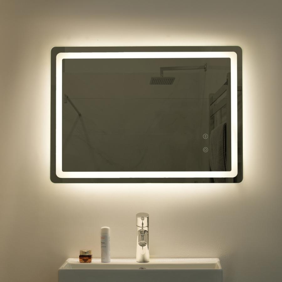 全ストア5%OFFクーポン利用可能】LED浴室ミラー 角型 50×70CM 横掛け