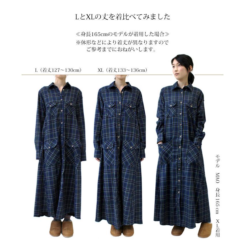 LEMONハッピーポケットシャツワンピース ネルシャツワンピ