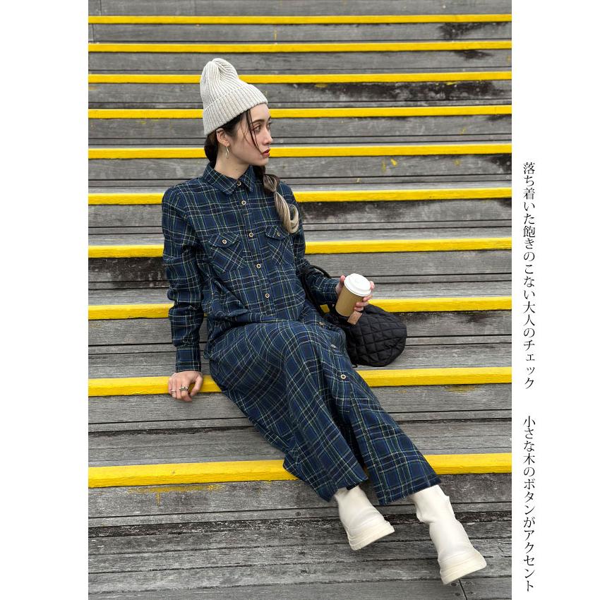 LEMONハッピーポケットシャツワンピース ネルシャツワンピ