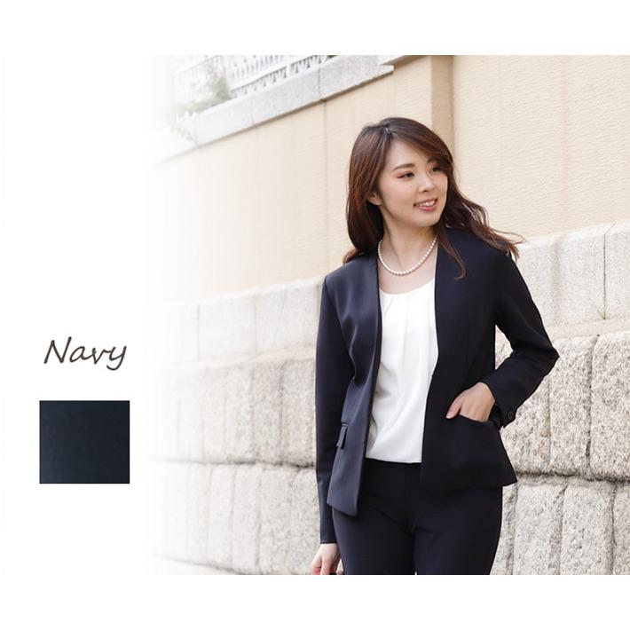 日本製」 ノーカラー ジャケット カラーレス 仕事 オフィス 卒業式