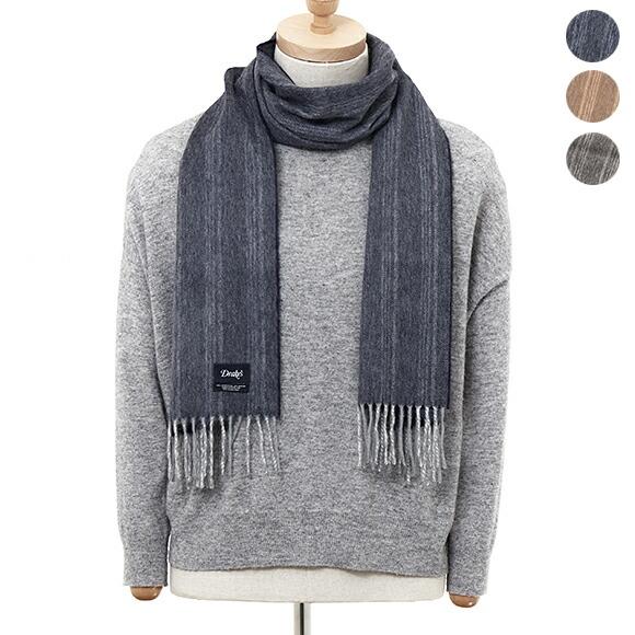 DRAKE'S（ドレイクス） メンズ マフラー LAMORA CHALK STRIPE SCALF