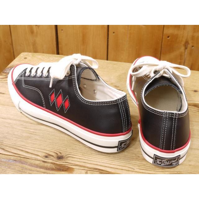 フラットヘッド レザースニーカー ホワイト レッド ブラック SNK-01HS