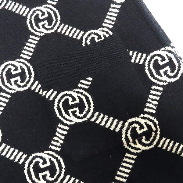 wnc グッチ GUCCI ワンピース S 黒 ベージュ 赤 ニット 半袖 インター