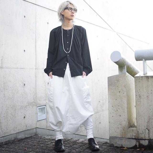 サルエルパンツ メンズ ワイドパンツ 袴パンツ タイパンツ モード系 白