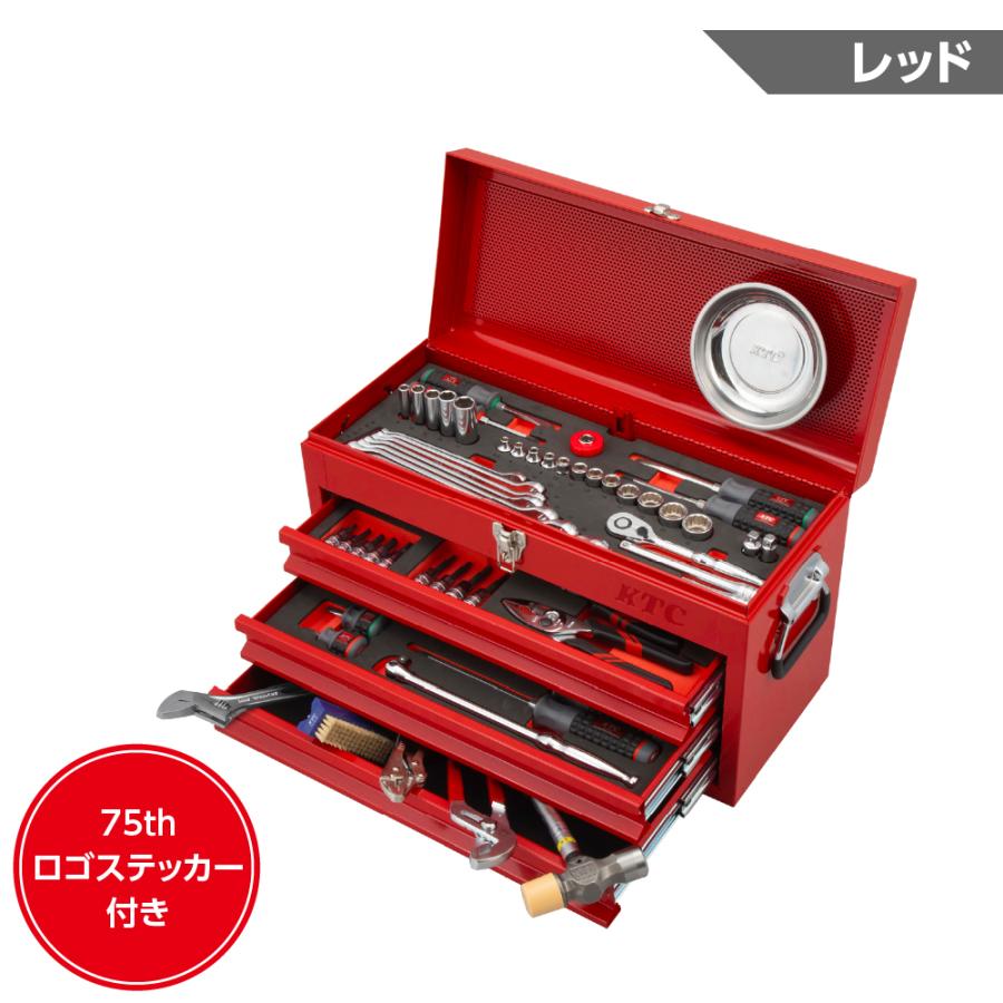 KTC 工具セット SK38026XR 3/8DR スタンダードセット[80点](3段3引出し