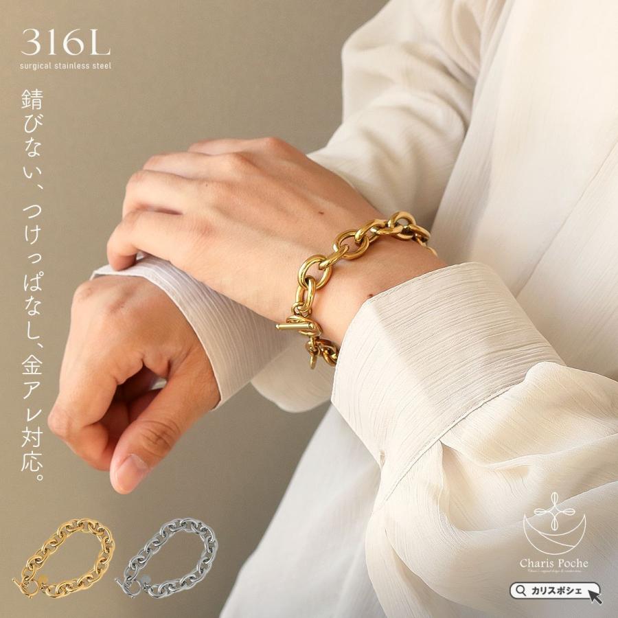 ブレスレット レディース ステンレス チェーンブレスレット ゴールド