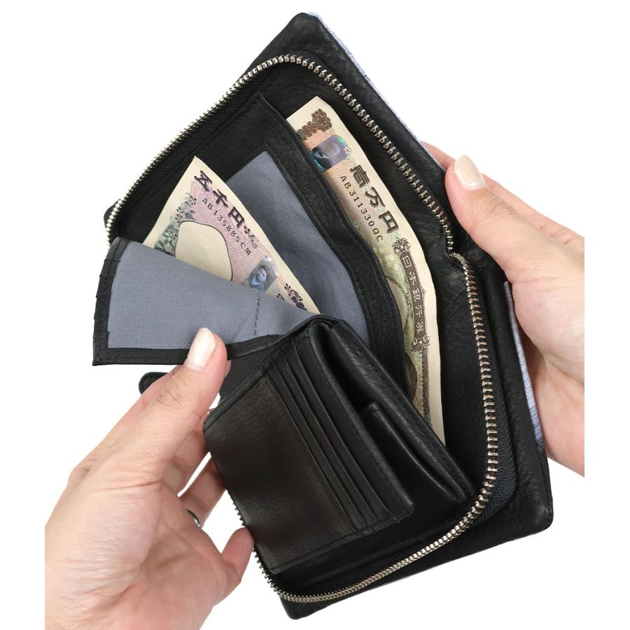 VIADOAN（ヴィアドアン） ラウンドファスナー 二つ折り財布 ボックス型