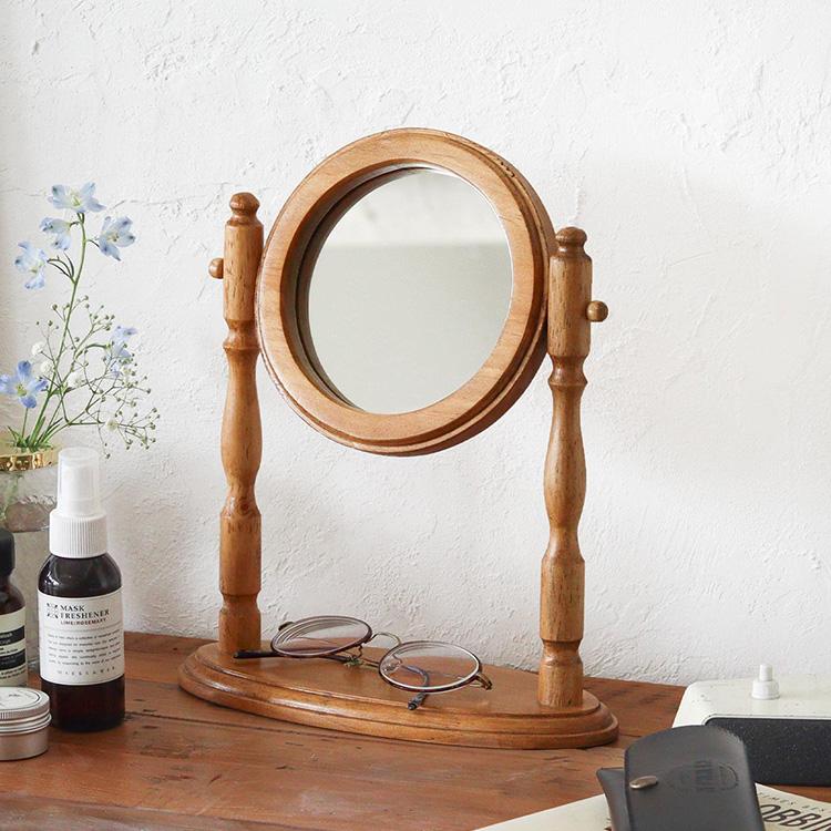鏡 卓上ミラー 角度調整 NEIN MARKE ナインマーケ 木製 スタンドミラー
