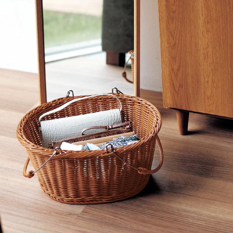 ベルメゾン（BELLE MAISON） バスケット かご 洗える ラタン調