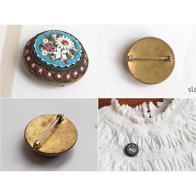 イタリアン マイクロモザイク ブローチ イタリアアンティーク : BAU