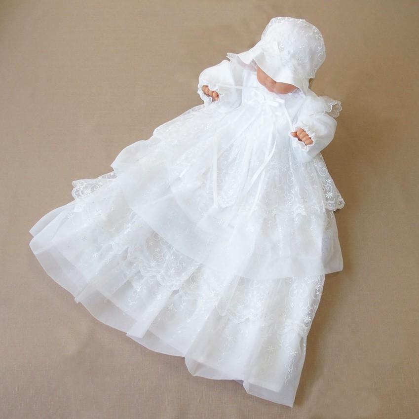 超ロングコート オーガンジー4段フリル ベビードレス3点セット【お