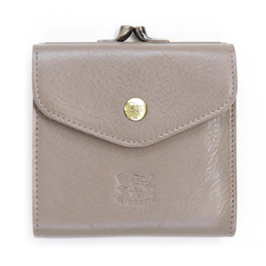 IL BISONTE（イルビゾンテ） 財布 二つ折り がま口 レザー 本革 グレー