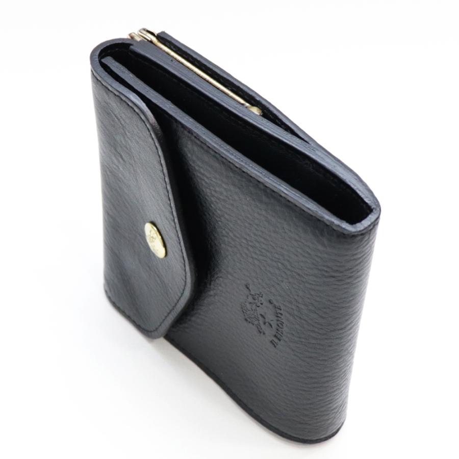 IL BISONTE（イルビゾンテ） 財布 二つ折り がま口 レザー 本革 ネロ