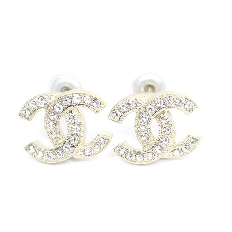 CHANEL（シャネル） ピアス CCマークラインストーン メタル＆ストラス