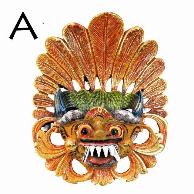 バリ 壁掛け マスク 木彫り 手彫り Barong バロン の魔除け 壁飾り