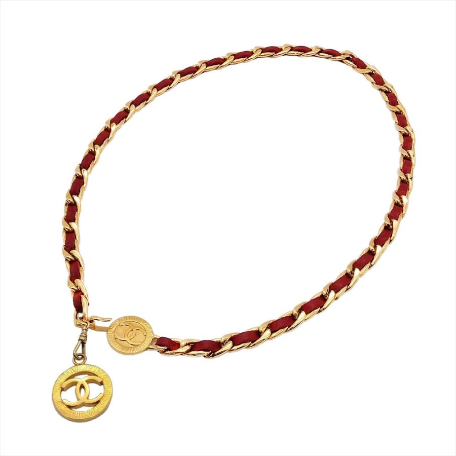 CHANEL（シャネル） チェーンベルト ベルト レザー レッド ゴールド