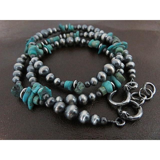 インディアンジュエリー ビーズ ネックレス ナバホパール シルバー925