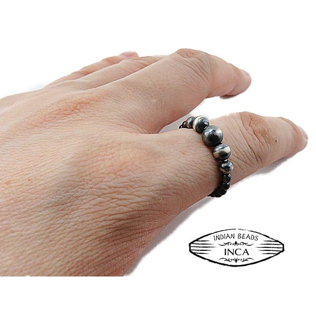 インディアンジュエリー リング ナバホパール ビーズ シルバー925