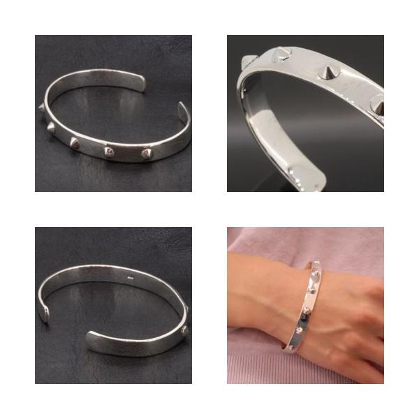 スタッズ バングル 鋲 スパイク パンク ブレスレット 腕輪 シルバー925