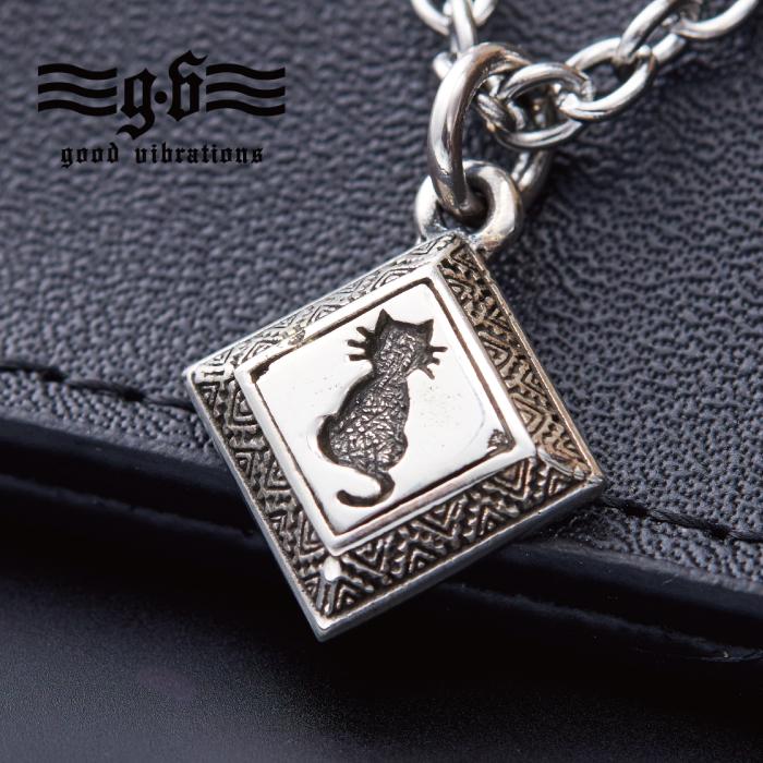 シルバー 925 ネックレス ペンダント トップ ヘッド 猫 ひし形 四角形