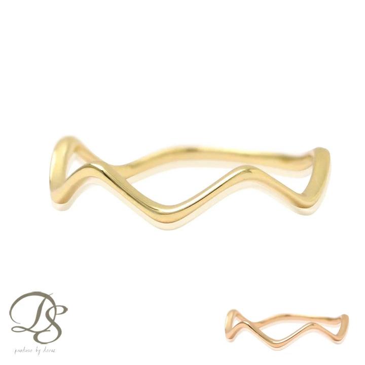 DEVAS 18金 リング k18 ピンキーリング k18リング ウェーブ 18k 指輪