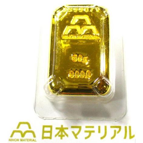 インゴット 50g 新品 金 日本マテリアル 純金 24金 クリアケース付